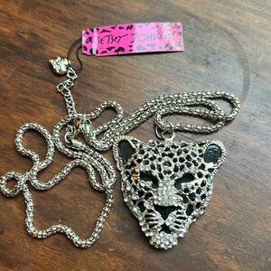 Betsy Johnson Rhinestone Leopard Necklace.